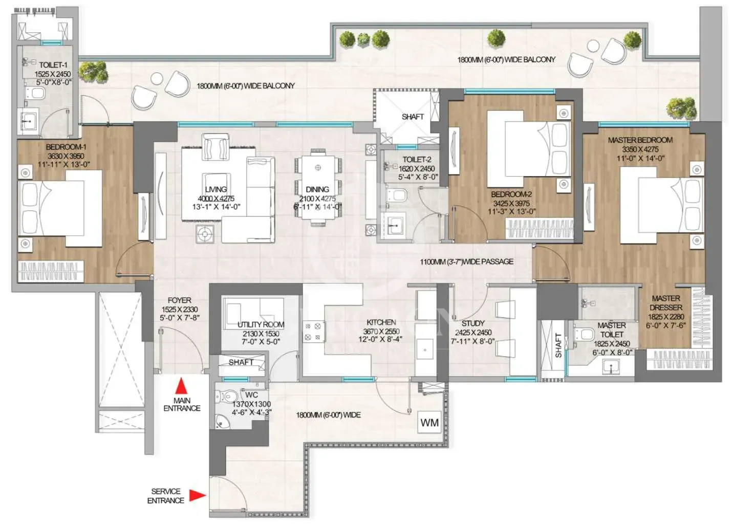 3BHK Floor Plan 1 3BHK Floor Plan 1