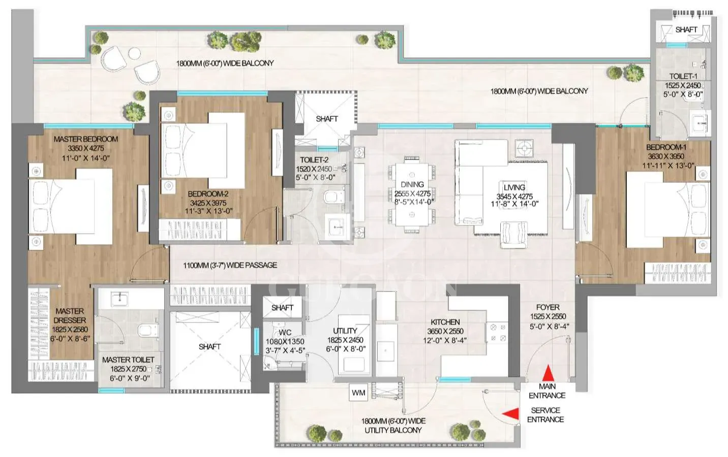 3bhk B 2375 Sq Ft