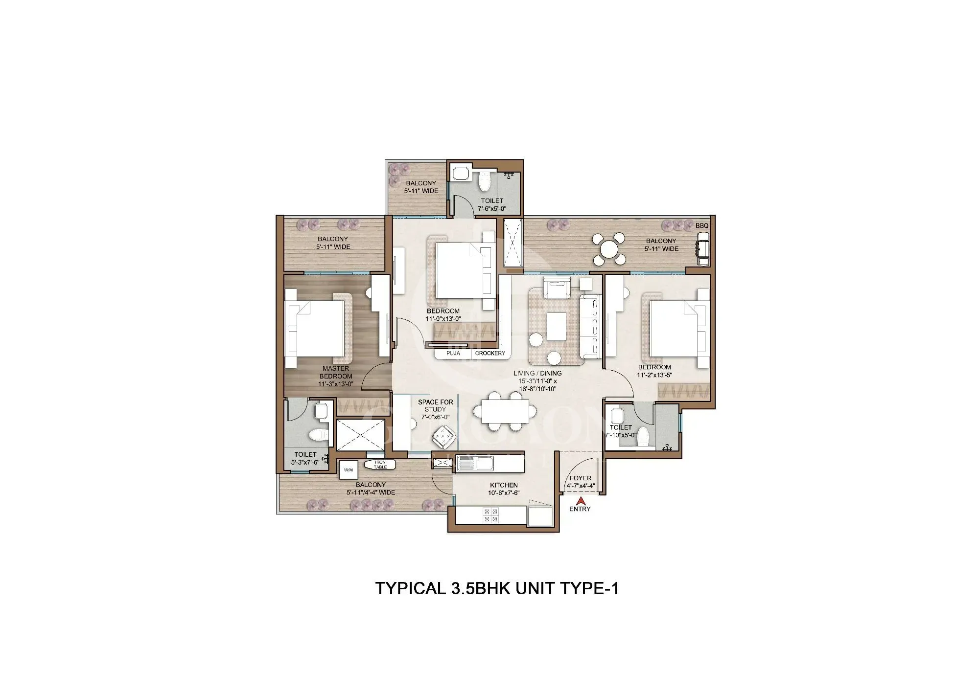 3BHK Floor Plan 1 3BHK Floor Plan 1